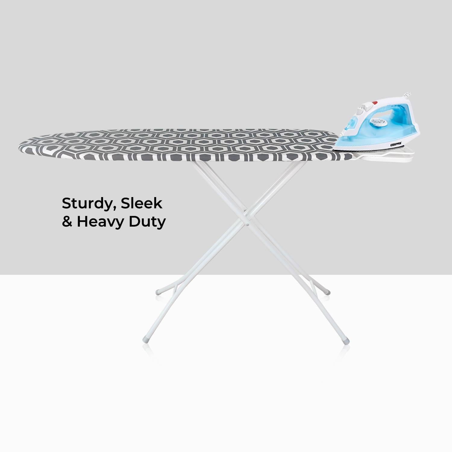 114x33cm Adjustable Folding Ironing Board With Iron Rest