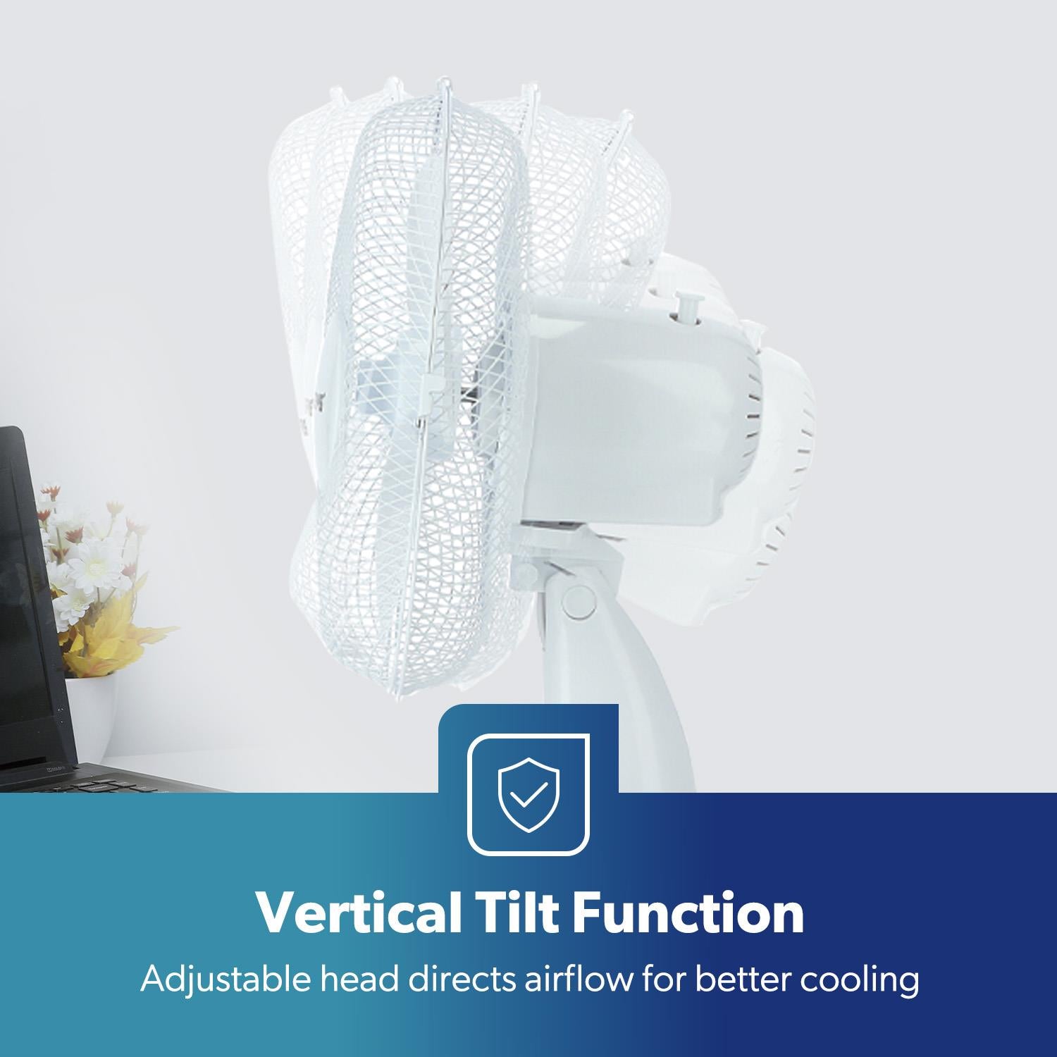 12" White Electric Table Fan With 3-Speed and Oscillation