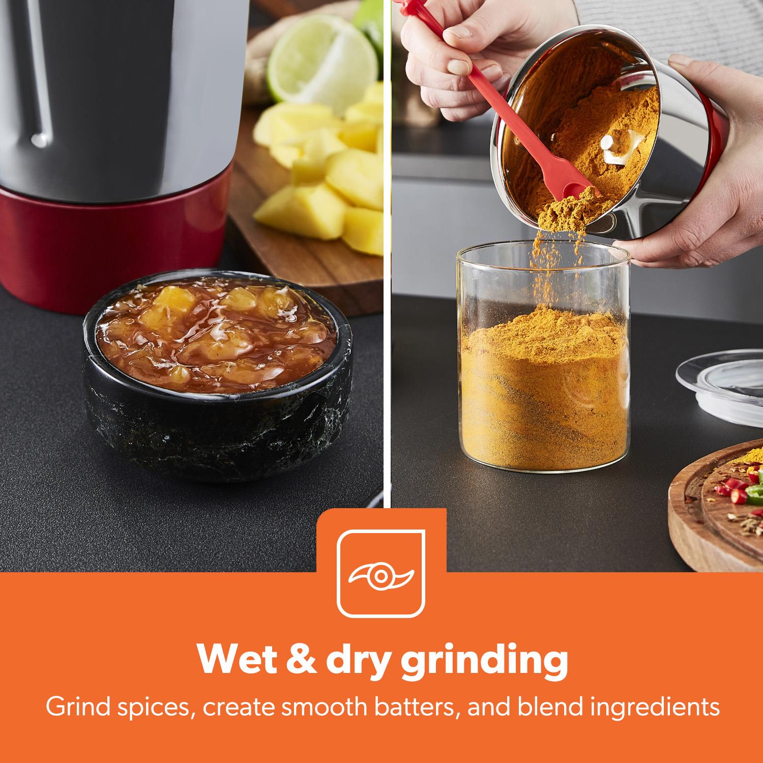 Red 750W Wet and Dry 3-In-1 Mixer Grinder With Stainless Steel Jars