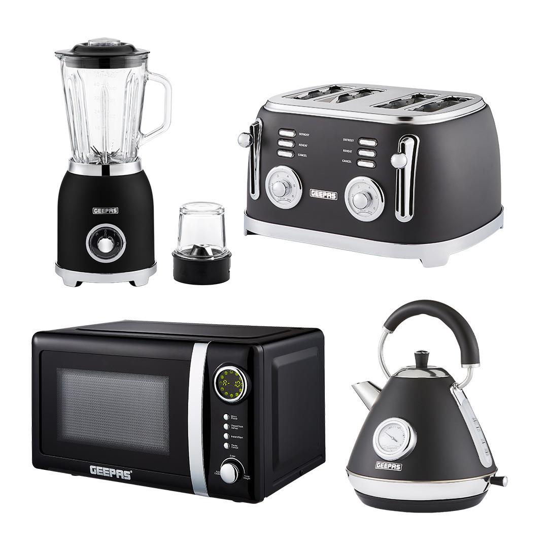 Retrovive 1.7L Kettle, 4-Slice Toaster, Blender and 20L Microwave Set