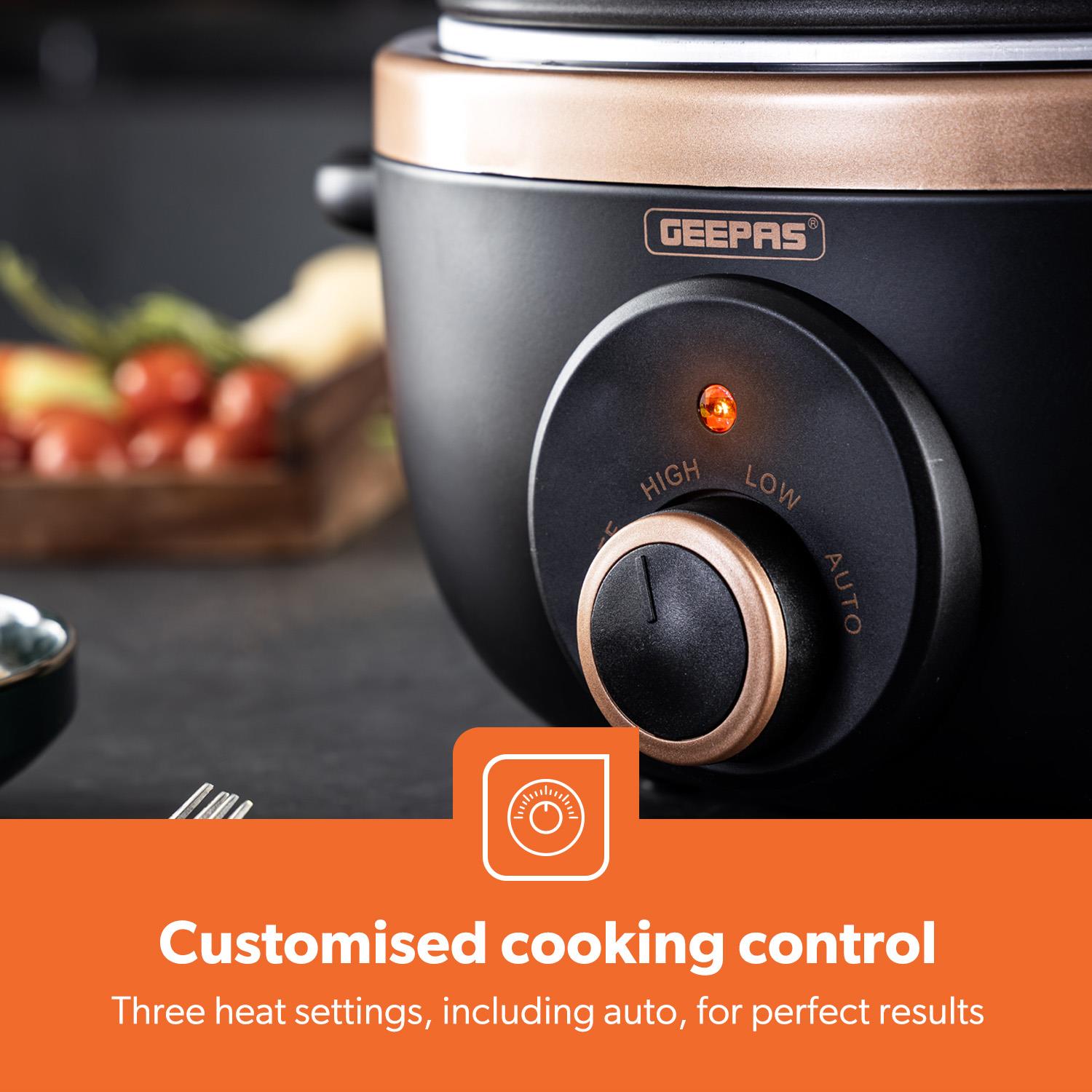 6.5L Black and Gold Slow Cooker With Three-Heat Settings