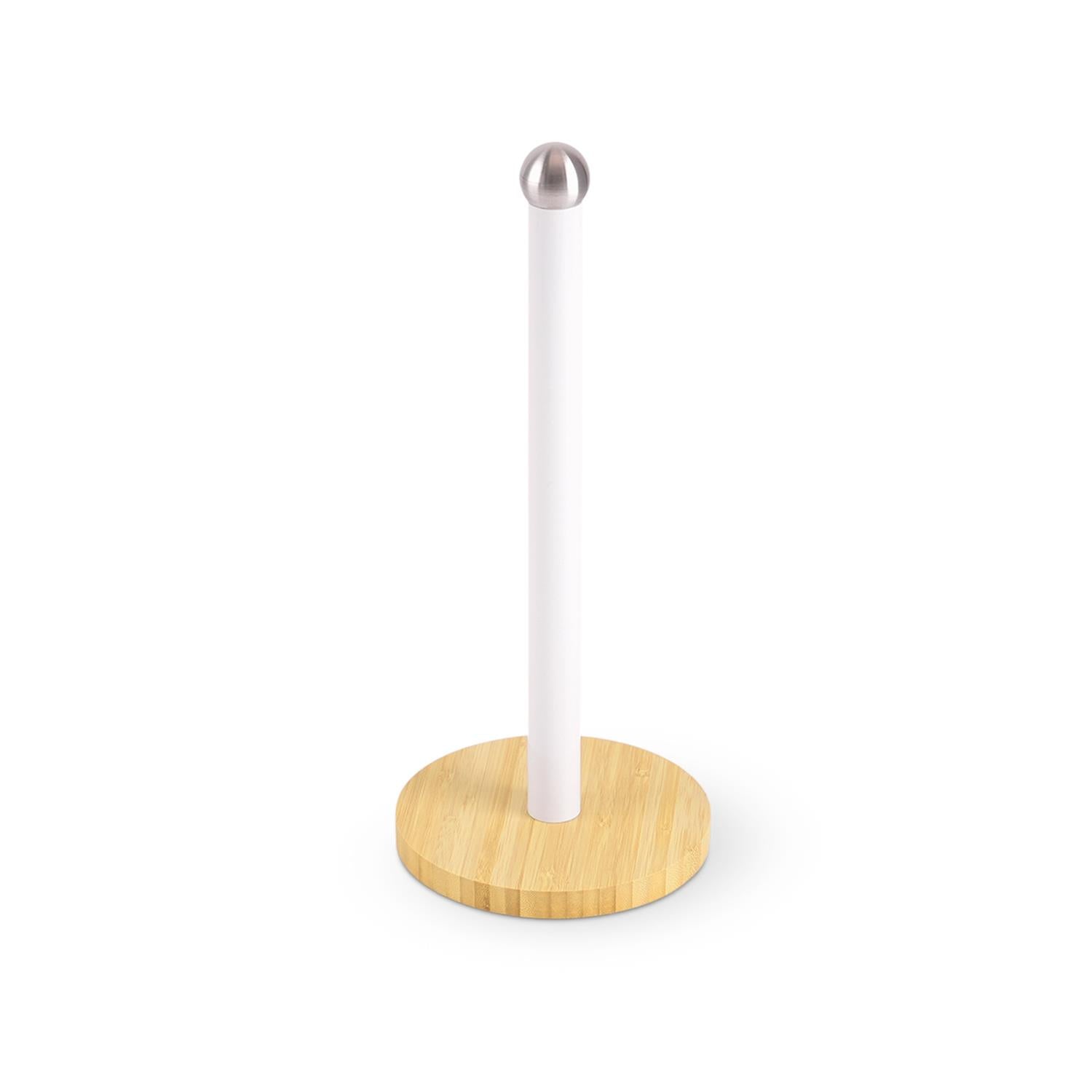 White and Wooden Kitchen Paper Towel Holder