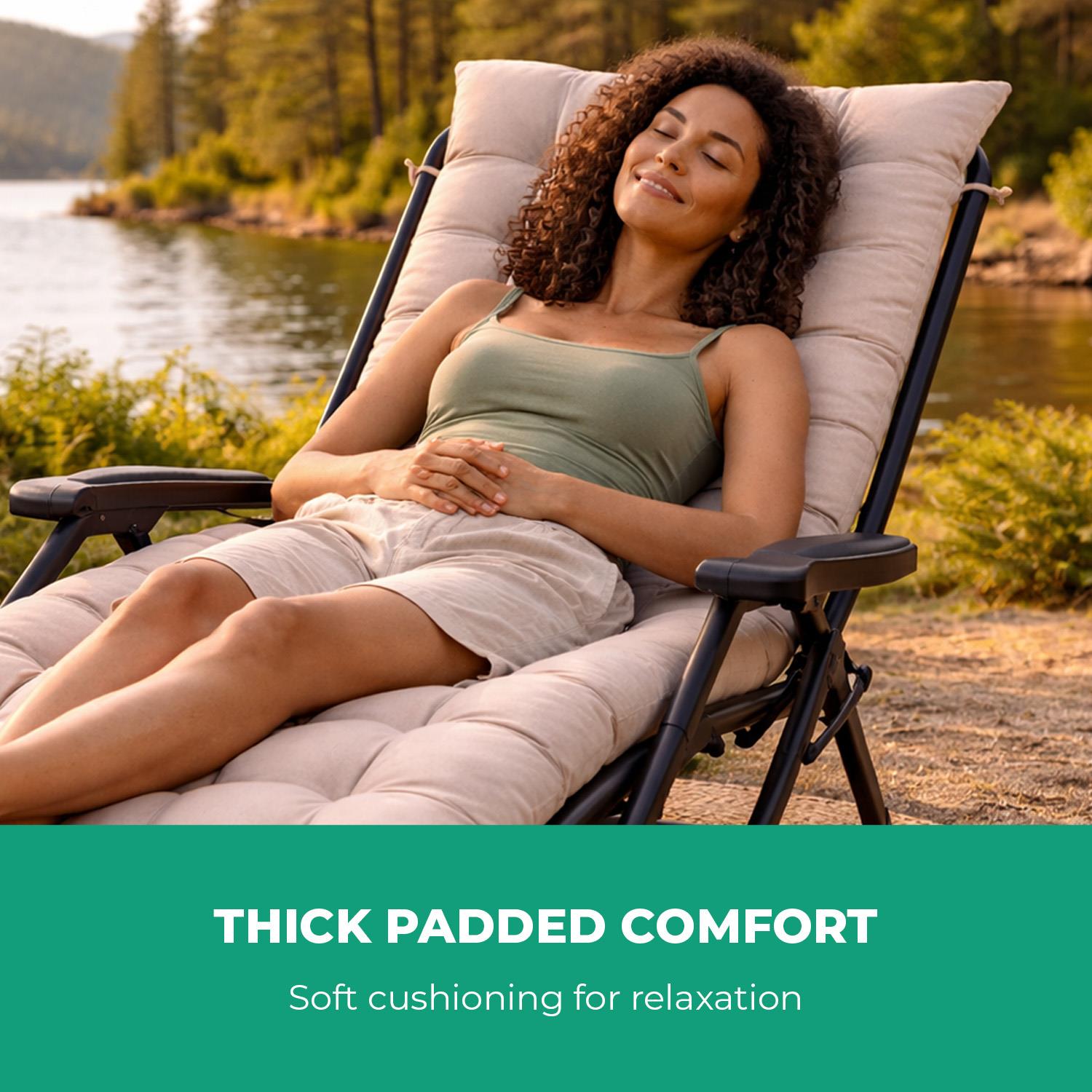 Cream Pack Of 2 Sun Lounger Cushions For Recliner Chair