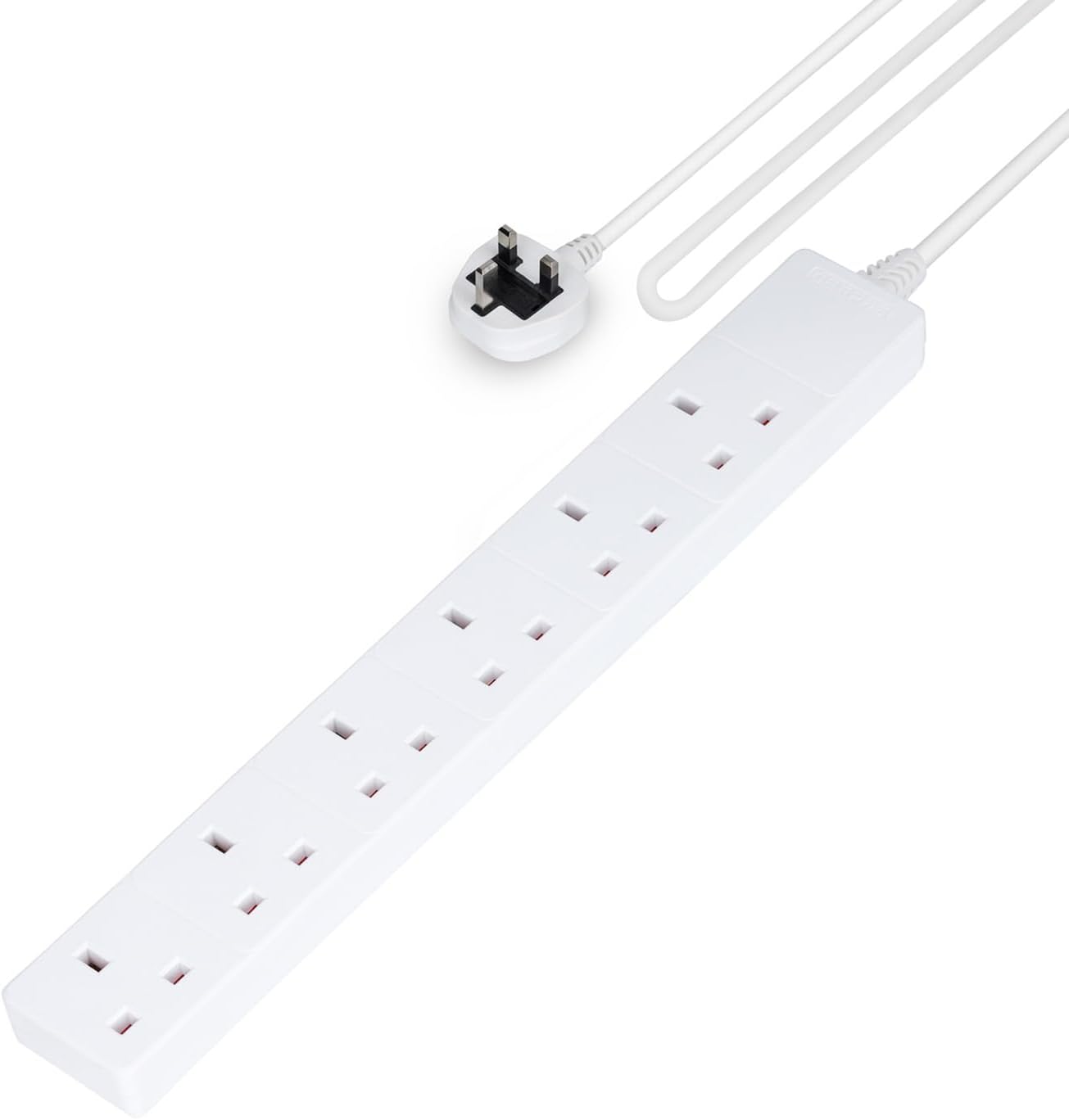6 Gang Extension Lead, 2M Cable 6-Way Plug Extension Cable