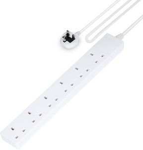 6 Gang Extension Lead, 2M Cable 6-Way Plug Extension Cable