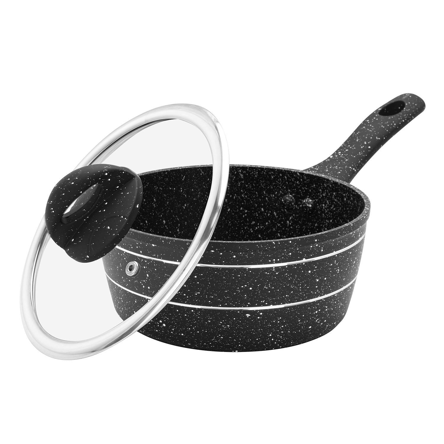 Non-Stick Saucepan Granite Coated Cooking Pot With Lid (16-20cm)