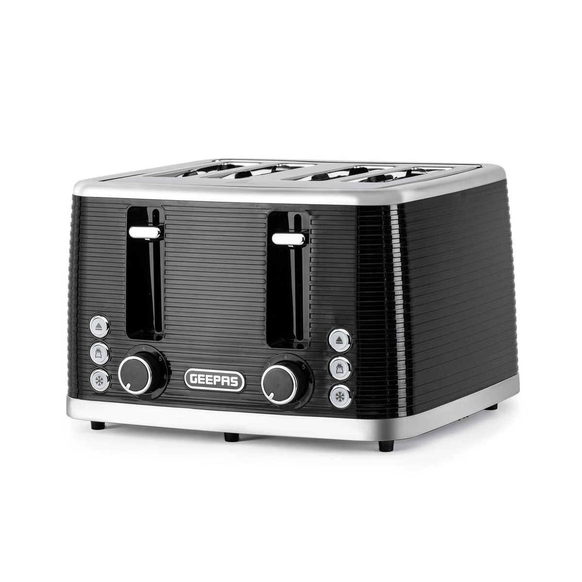 Black Linear 4 Slice Toaster With 7 Browning Levels 1600W