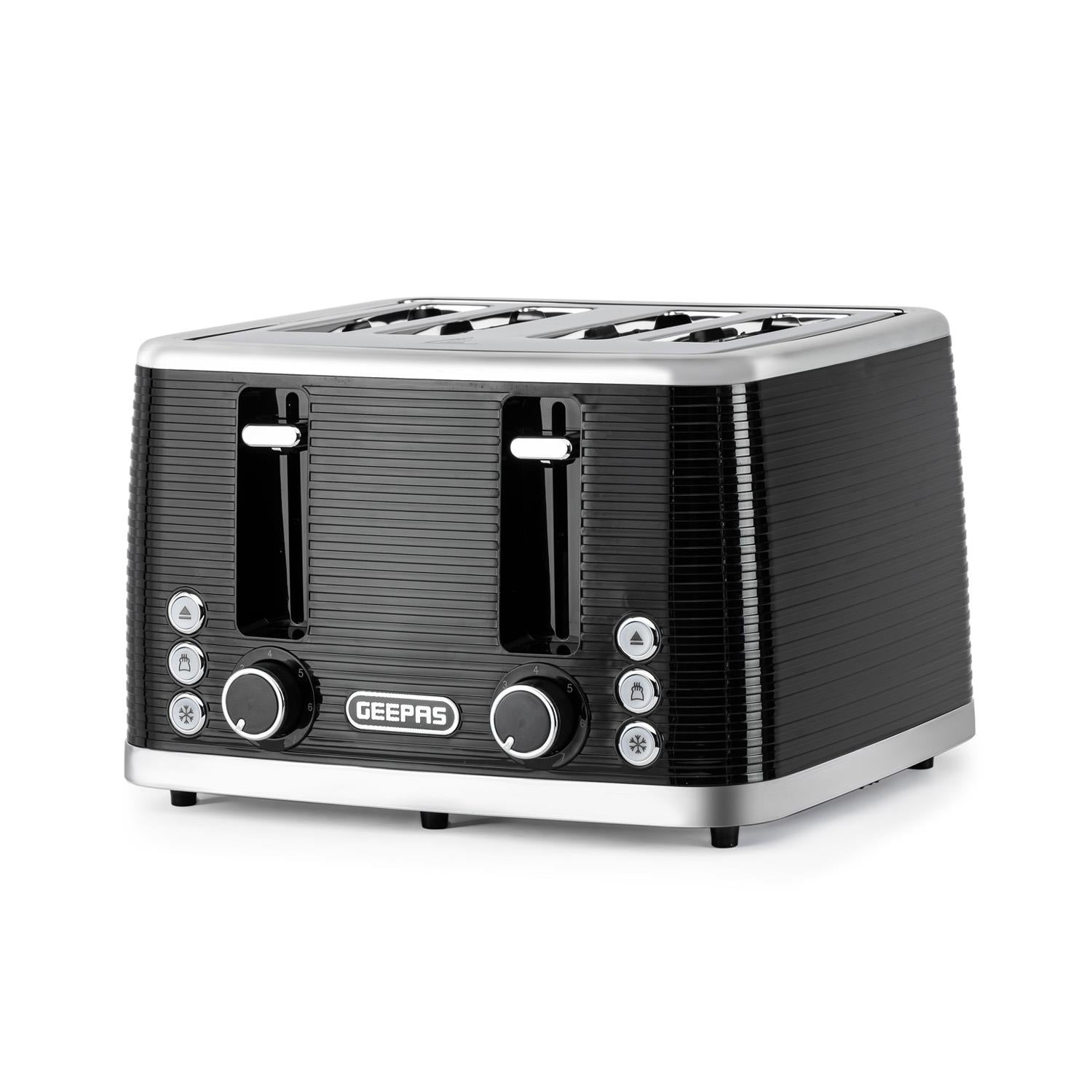 Black Linear 4 Slice Toaster With 7 Browning Levels 1600W