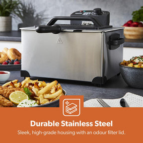 5L Stainless Steel Electric Deep Fat Fryer With Triple Baskets 2000W
