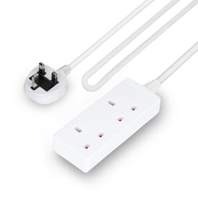 2 Gang Extension Lead 10M Cable Socket UK Plug 13A White