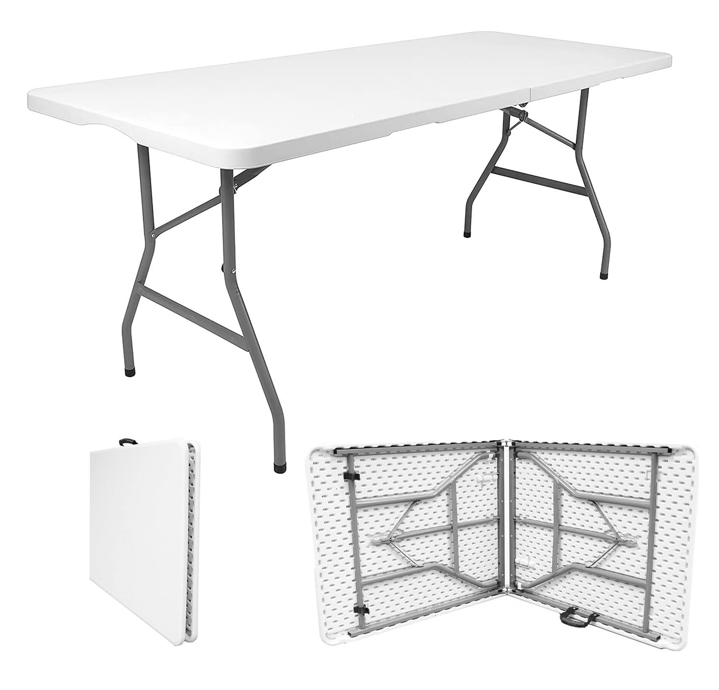 6ft White Heavy-Duty Folding Table, Outdoor & Indoor Portable Table