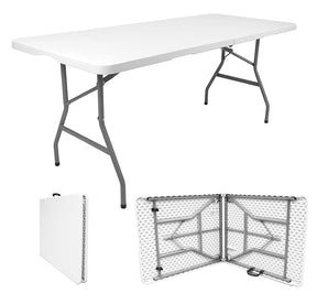 6ft White Heavy-Duty Folding Table, Outdoor & Indoor Portable Table