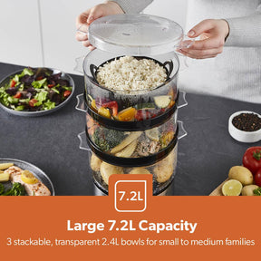 7.2L Stainless Steel Electric Food Steamer With 3 Tiers