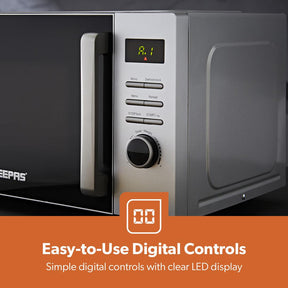 23L Digital Microwave Oven With Auto Cook, Defrost & LED Display, Silver