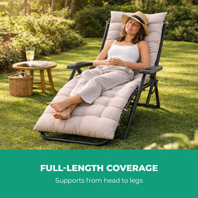 Cream Pack Of 2 Sun Lounger Cushions For Recliner Chair