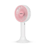 3-Speed White and Pink Handheld Mini Fan