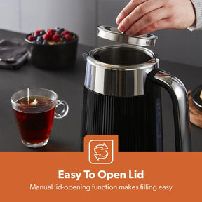 Black Arcus 1.7L Electric Kettle Rapid Boil Cordless Jug Kettle