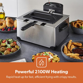 5L Stainless Steel Electric Deep Fat Fryer With Triple Baskets 2000W