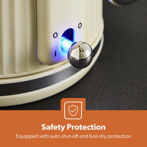 Fluted 1.7L Electric Kettle, 2-Slice Toaster & Microwave Set In Cream