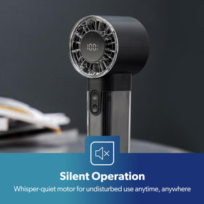 100-Speed Black USB Rechargeable Handheld Fan