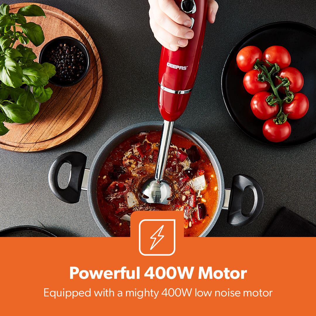 400W Retrovive Immersion Stick Hand Blender Red