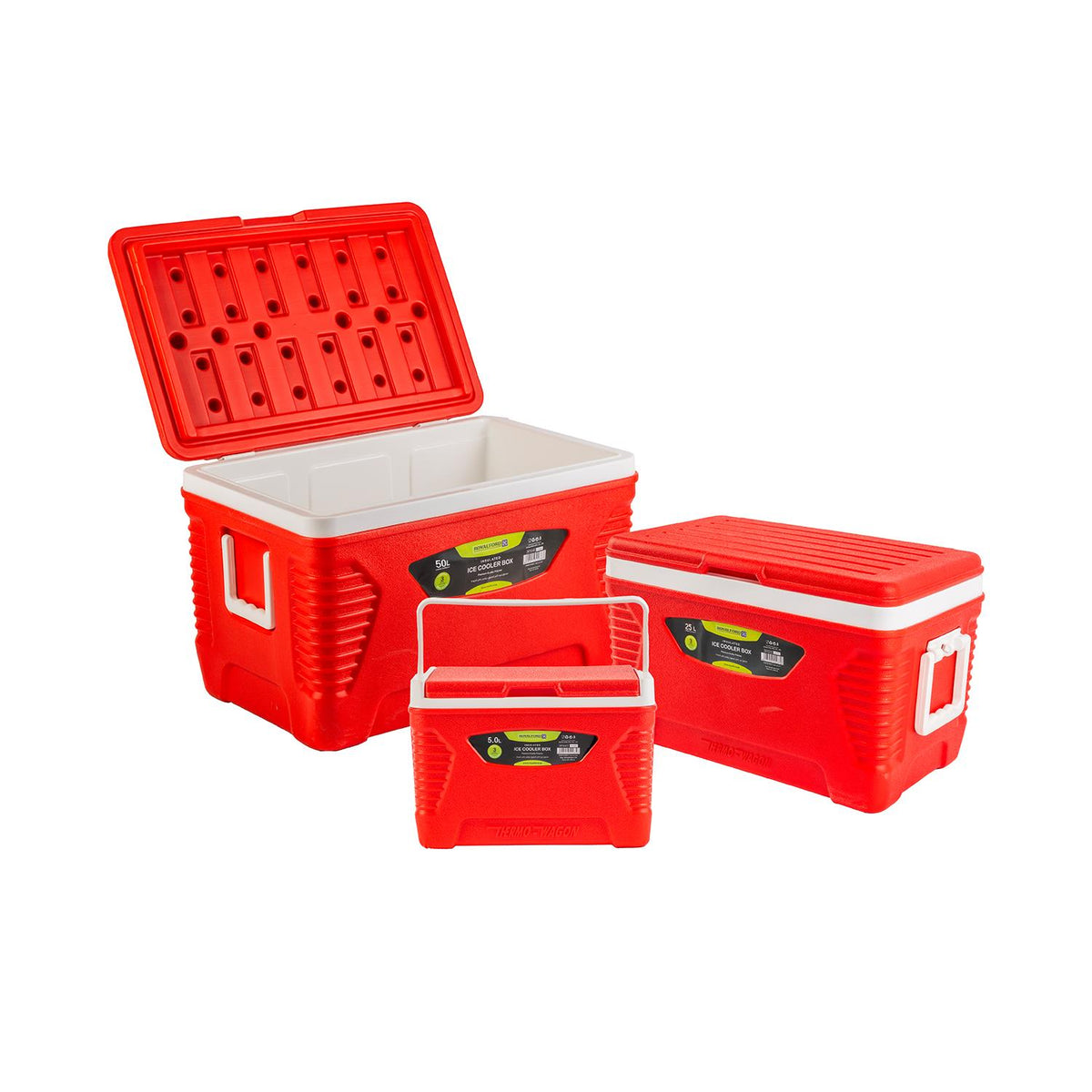 Red 3-Piece Ice Chest Cooler Set (5L, 25L & 50L)