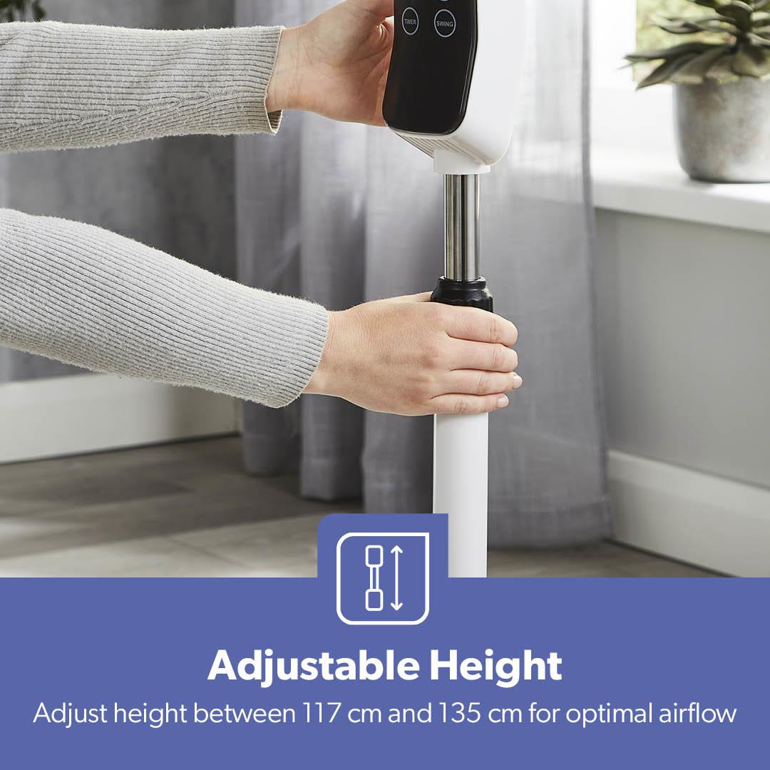White 16" Digital Pedestal Fan With Remote Control 60W