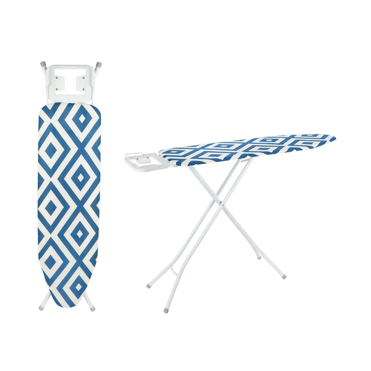 White & Blue 100% Cotton Adjustable Ironing Board