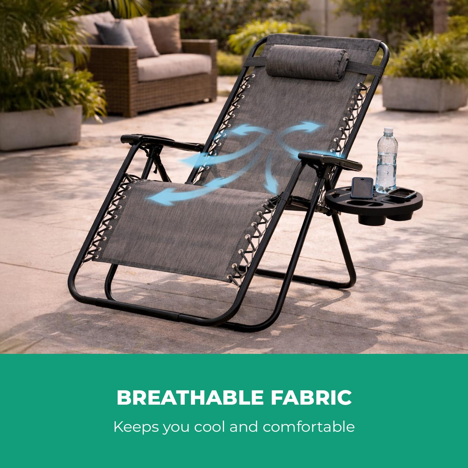 2 Pack Of Zero Gravity Reclining Folding Lounger Chairs
