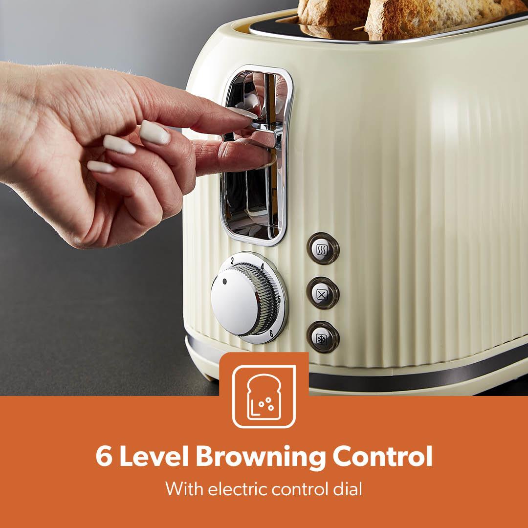 2-Slice Cream Fluted Bread Toaster With 7 Browning Controls