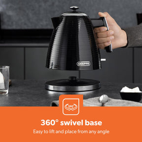 1.7L 3000W Electric Kettle & 4 Slice Toaster Kitchen Set Linear Black