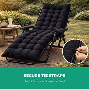 Black Set Of 2 Sun Lounger Cushions For Recliner Lounger Chairs