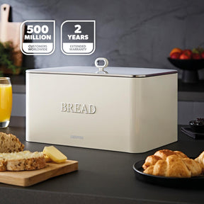 Cream Retrovive 13L Carbon Steel Bread Bin