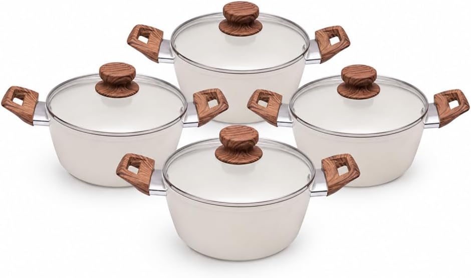 4-Piece Marvera Cream Non-Stick Forged Casserole Cookware Set
