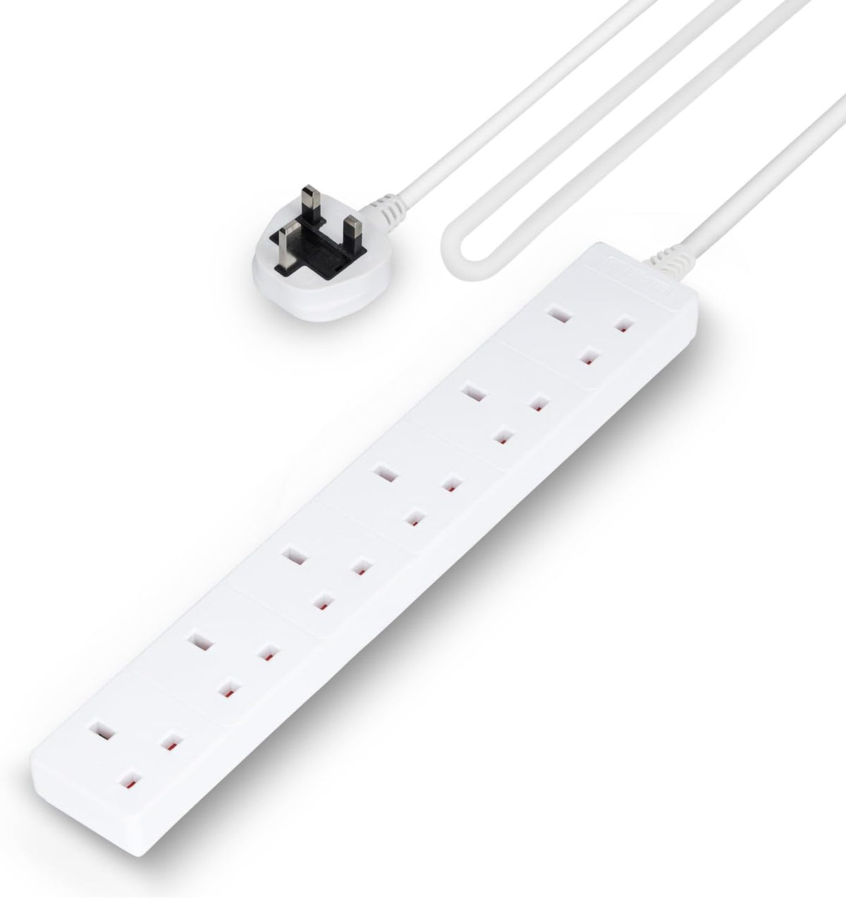 6 Gang Extension Lead, 1M Cable 6-Way Plug Extension Cable