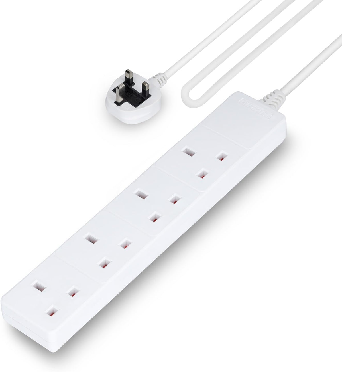 4 Gang Extension Lead, 2M Cable 4-Way Plug Extension Cable