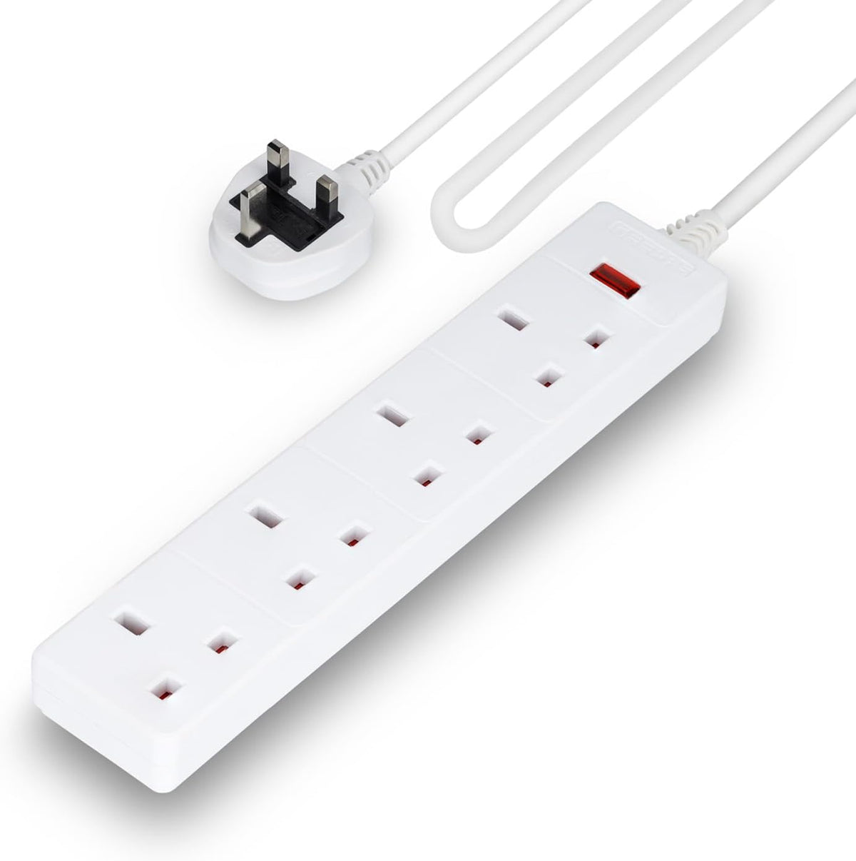 4 Gang Extension Lead, 1M Cable 4-Way Plug Extension Cable