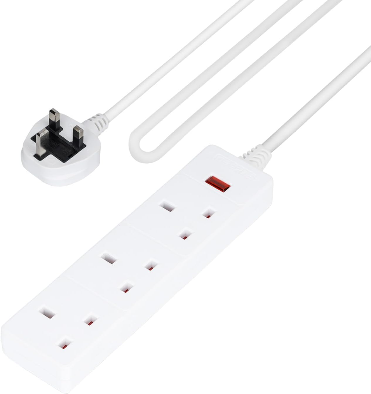 3 Gang Extension Lead, 1M Cable 3-Way Plug Extension Cable