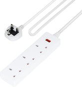 3 Gang Extension Lead, 1M Cable 3-Way Plug Extension Cable
