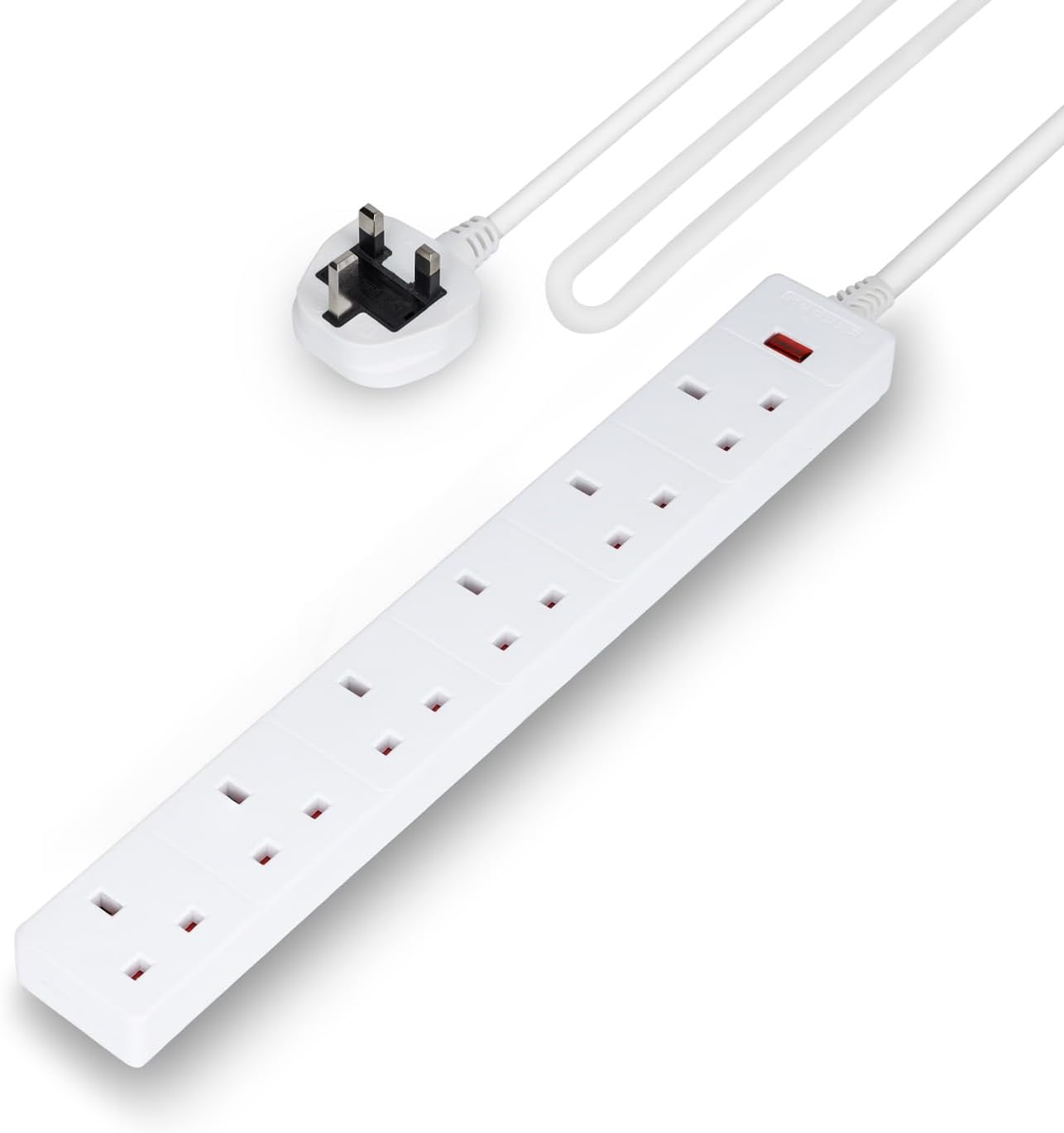 6 Gang Extension Lead, 5M Cable 6-Way Plug Extension Cable