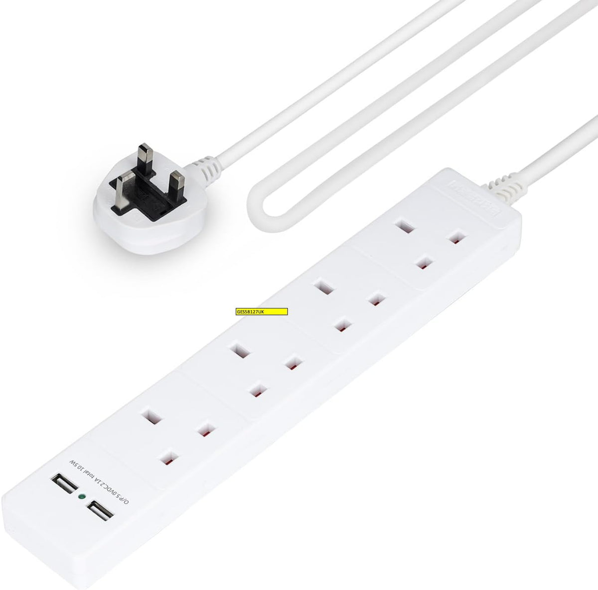 4 Gang Extension Lead With 2M Cable UK Plug White