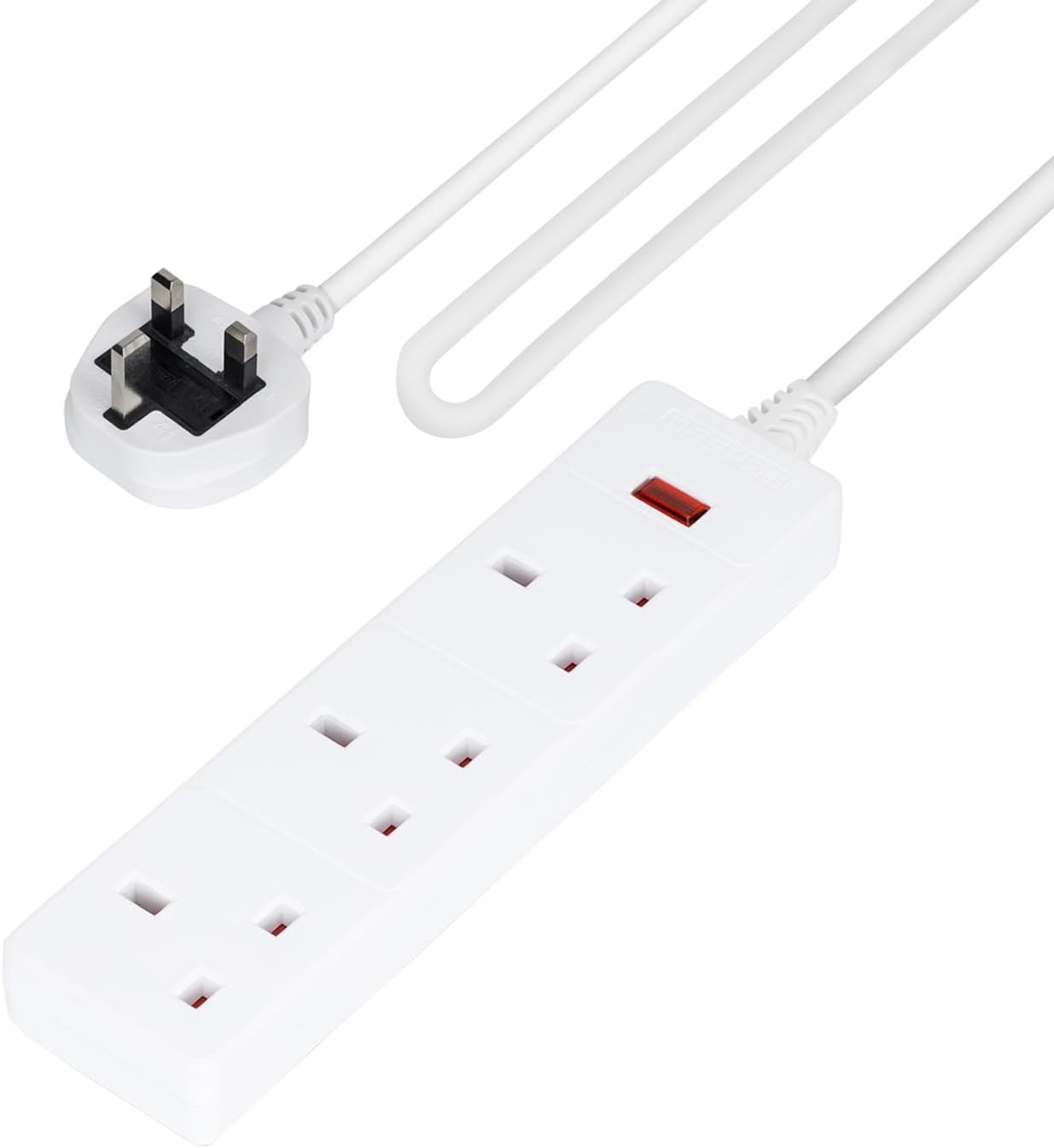 3 Gang Extension Lead, 10M Cable 3-Way Plug Extension Cable