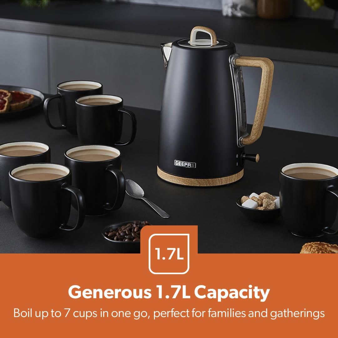 NordiQ Black 2-Slice Toaster & 1.7L Electric Kettle Matching Set