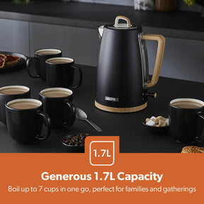 NordiQ Black 2-Slice Toaster & 1.7L Electric Kettle Matching Set