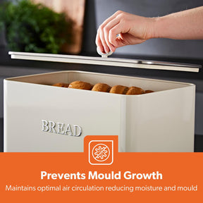 Cream Retrovive 13L Carbon Steel Bread Bin