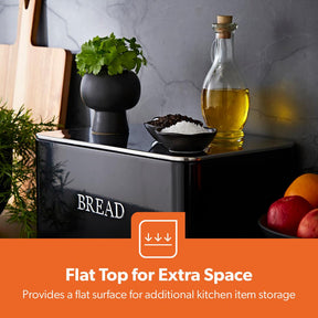 13L Steel Kitchen Bread Bin Canister Countertop Storage Retrovive