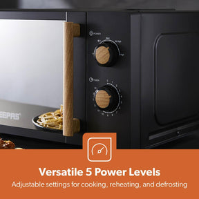 20L Black NordiQ Solo Microwave Oven With 5 Power Modes 700W