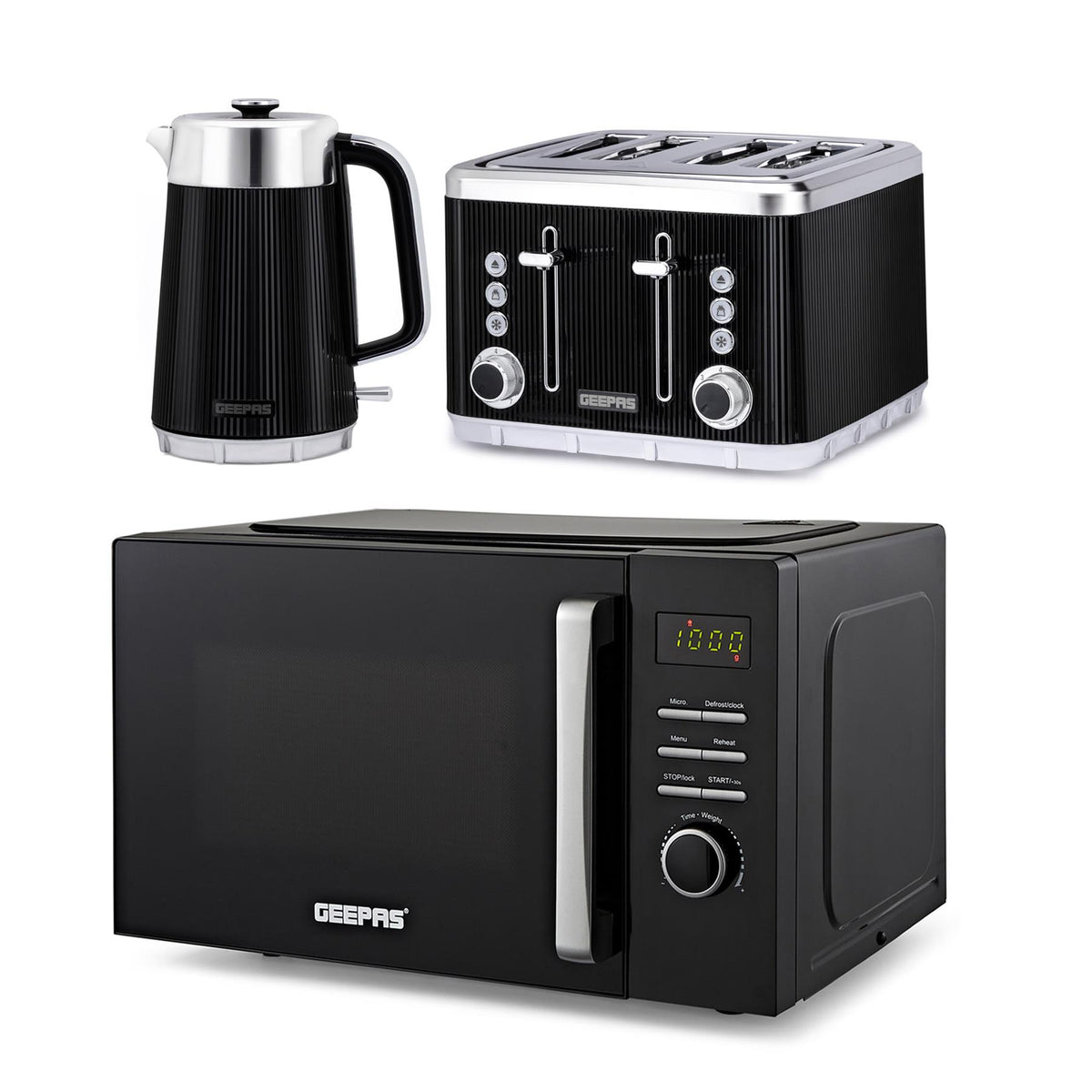 Arcus 23L Digital Microwave Oven, 1.7L kettle & 4-Slice Toaster Set