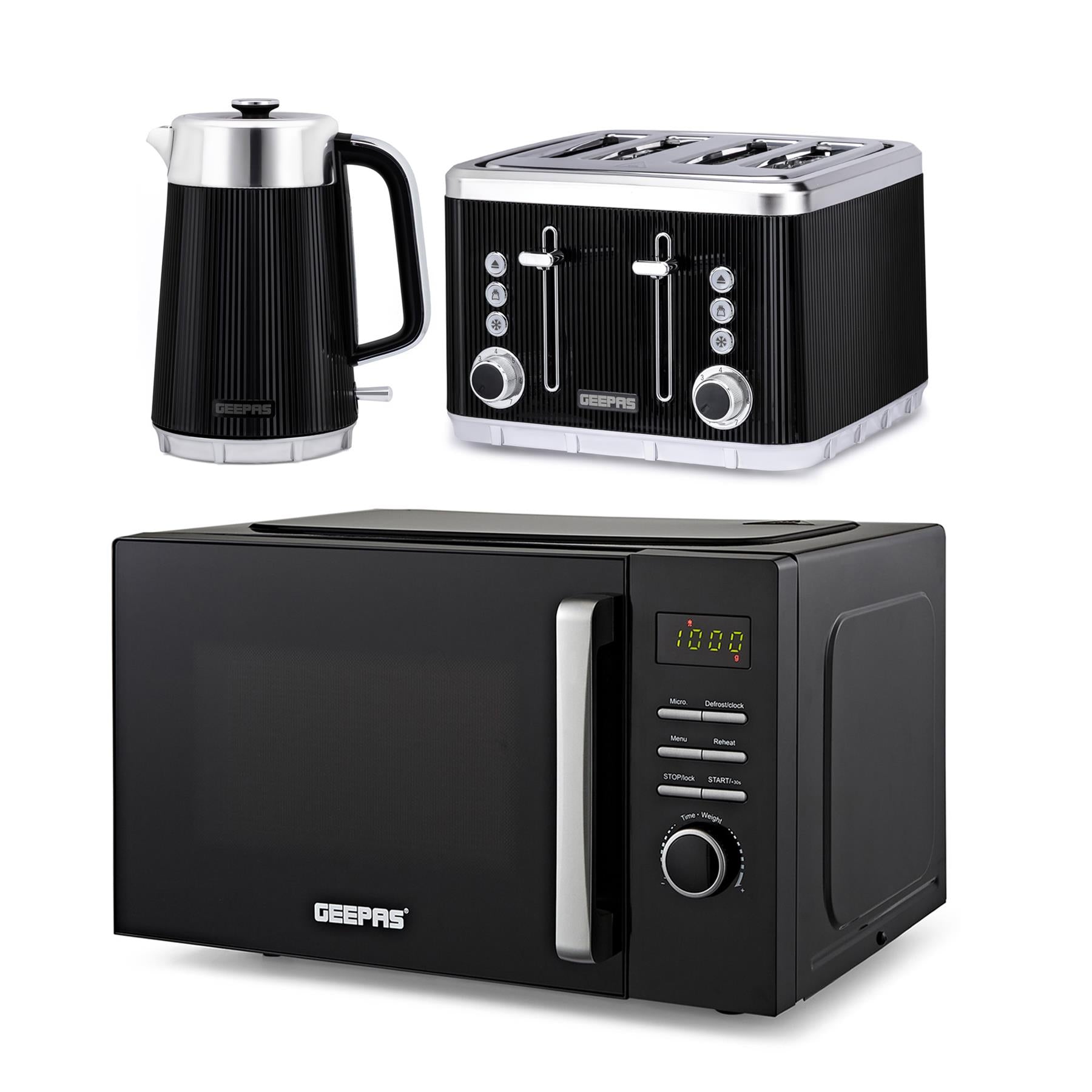 Arcus 23L Digital Microwave Oven, 1.7L kettle & 4-Slice Toaster Set