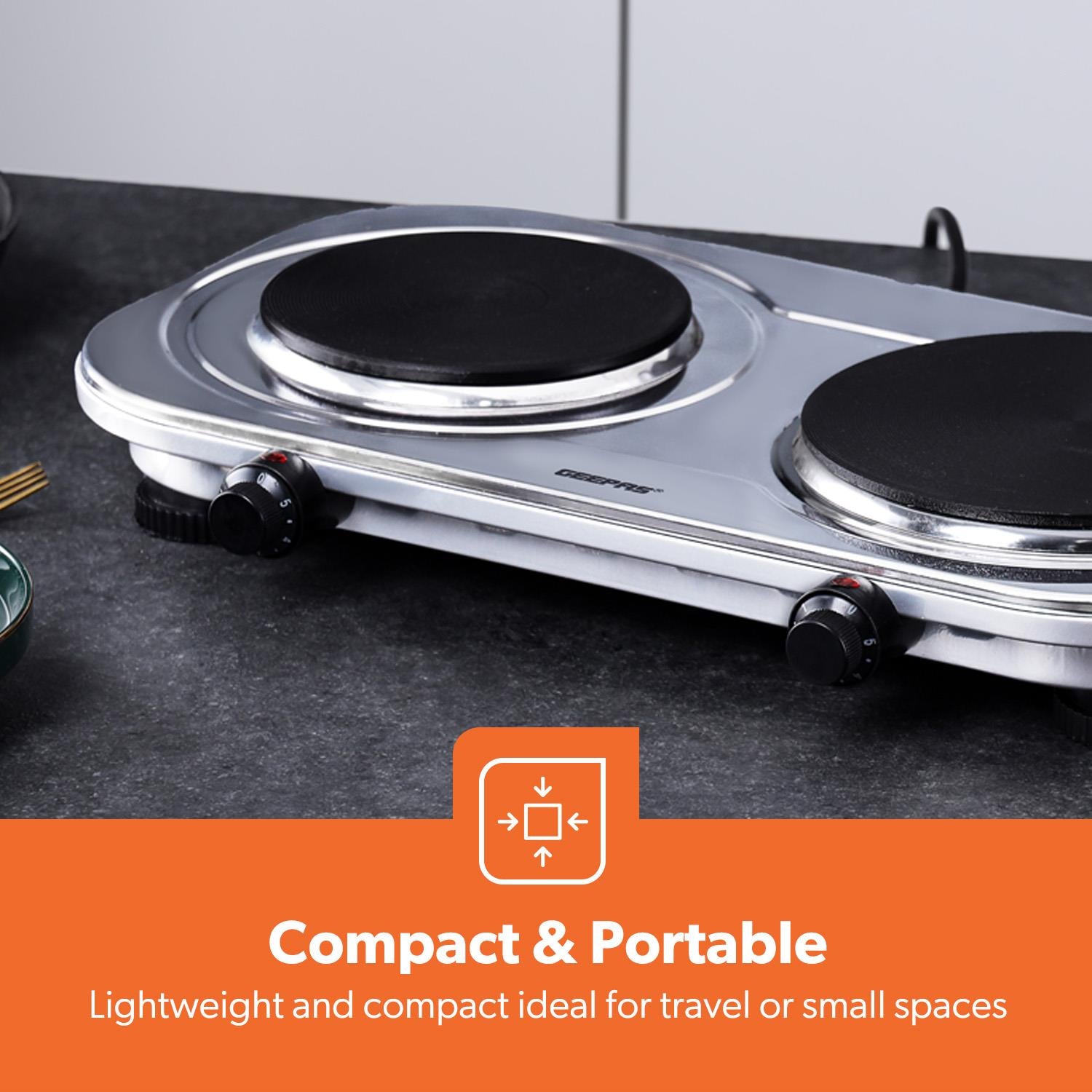 2500W Electric Double Hot Plate - Portable Stainless Steel Hob